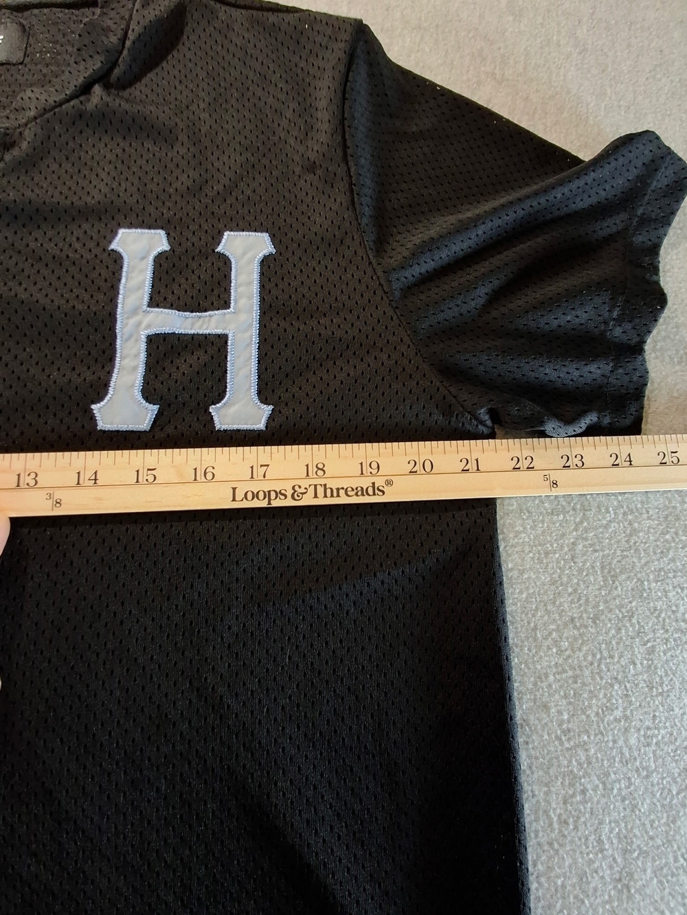 HUF Black Mesh Baseball Jersey with Light Blue H - Picture 4 of 8